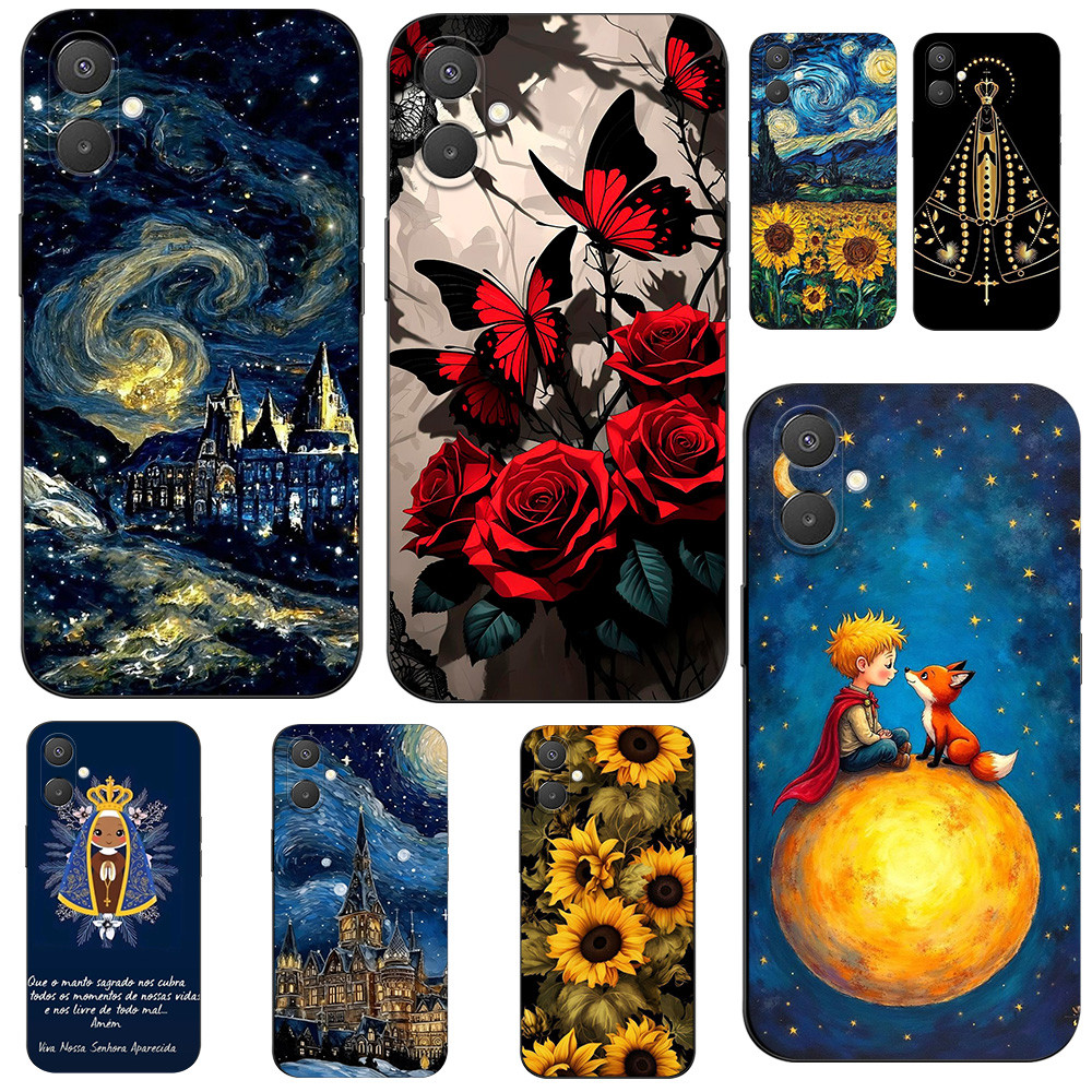 สําหรับ Samsung Galaxy A06 5G A07 4G M06 F06 กรณีซิลิคอนฝาครอบ tpu กรณี Retro ดอกไม้น้ํามันอะนิเมะ K