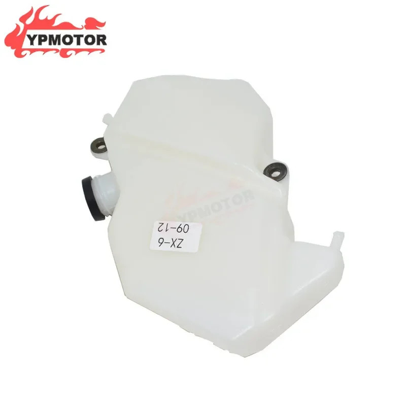 Sport Bike ABS White Radiator Water Coolant Overflow Reservoir Tank For Kawasaki Ninja ZX6R ZX-6R 2