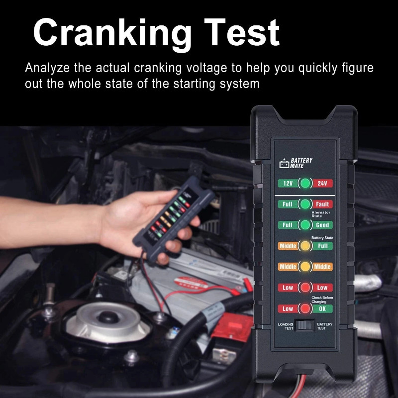 ANCEL BM410 Car Battery Tester Tool 12V 24V Cranking Charging Circut Test Battery System Analyzer A