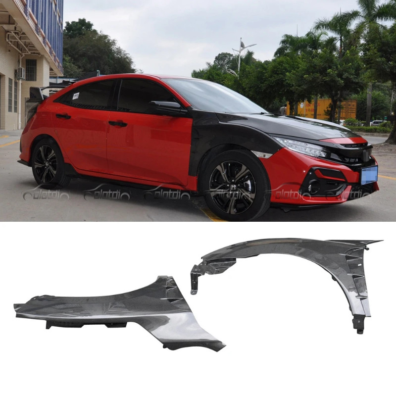 Carbon Fiber Side Fender Vent Flares Aprons Trim For Honda CIVIC 2D 4D 5D FC1 FK7 2016UP