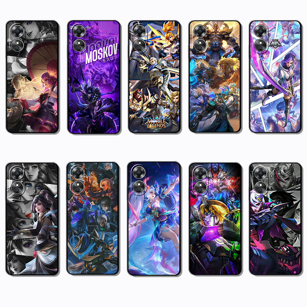 สําหรับ OPPO A17 A17K A18 A31 A32 A33 A38 A39 A52 A53 K15 MLBB กรอบสีดํายืดหยุ่น TPU Soft Case | กัน