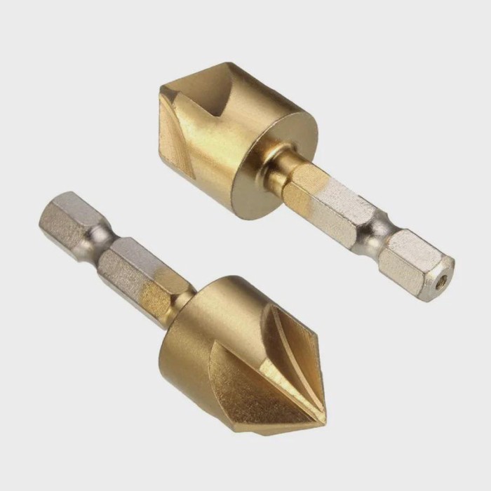 Woodworking Chamfering Tool Set 5-Blade Hex Shank Titanium Coated 6-19mm 90 Degree Deburring Drill