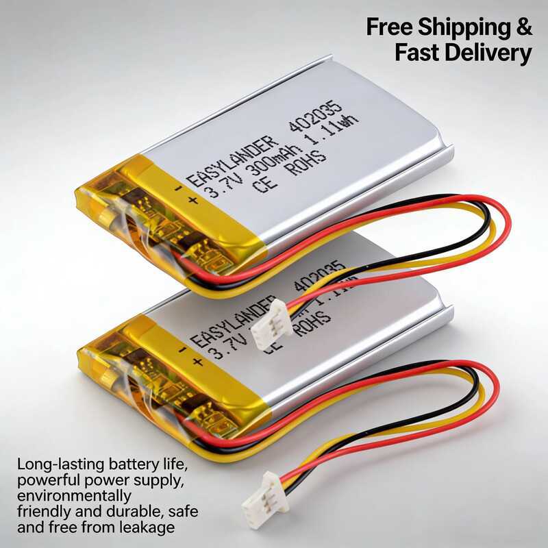 C 3.7V 300Mah 402035 Lipo Battery For 70Mai Dash Cam Lithium Polymer Rechargeable Battery With 1.25