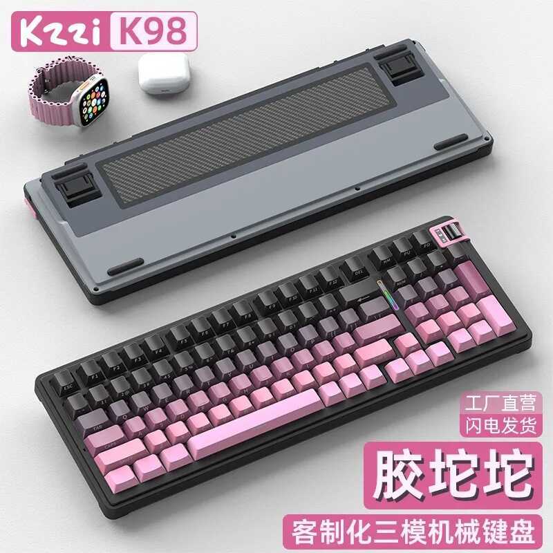 KZZI K98PRO คีย์บอร์ดแบบกลไกไร้สายสามโหมดเกมสํานักงานไพ่นกกระจอกเสียงคีย์บอร์ดแบบกําหนดเอง