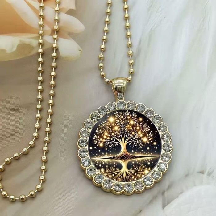 Tree of Life จี้ Amulet จี้ Tree of Life สร้อยคอพรีเมี่ยมเสื้อกันหนาวโซ่สร้อยคอจี้