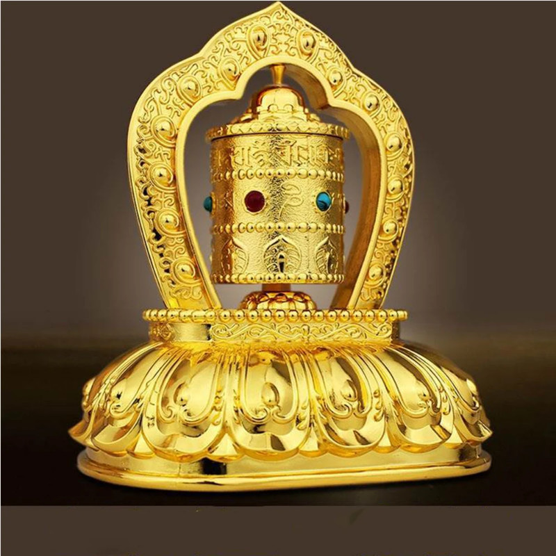 Car Ornament Creative Solar Energy Buddhist Tibetan Prayer Wheel Religious Zinc  Auto Internal Safe