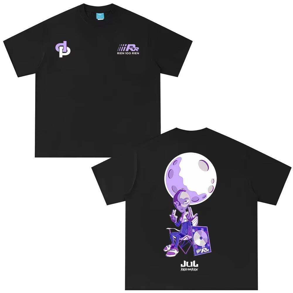 เสื้อเชิ้ต T-shirt ฮิปฮอป สำหรับทุกเพศ โดย Rapper Jul Rien 100 Rien ผลิตภัณฑ์จากอัลบั้ม เมอร์ช แขนสั