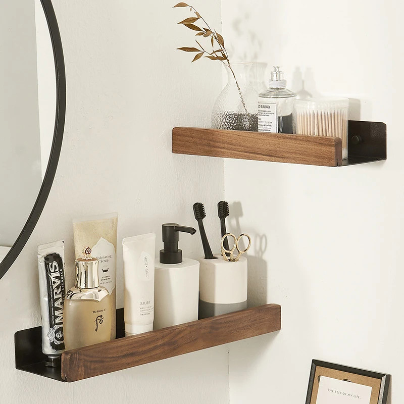 Toilet rack Walnut wall-mounted bathroom storage rack 20CM/30CM toilet vanity storage table Toilet