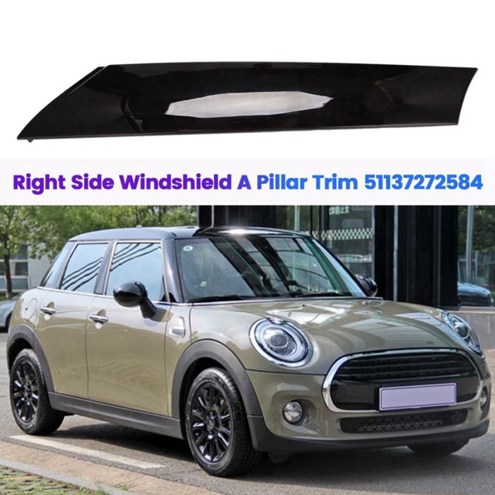 For BMW Mini Cooper R55 R56 07-15 Front Windshield A Pillar Trim Cover Outer Molding Post Trim Stri