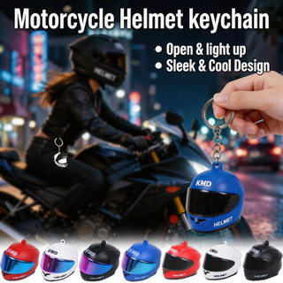 Mini Motorcycle Helmet Keychain Light LED Night Safety Warning Light for Bag Key Pendant