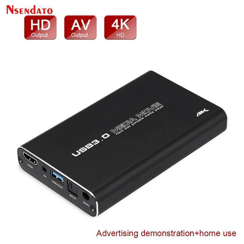 4K Full HD H.265 MKV USD3.0 HDD Media Player Center พร้อม Auto Play สําหรับ USB OTG SD AV TV AVI RMV