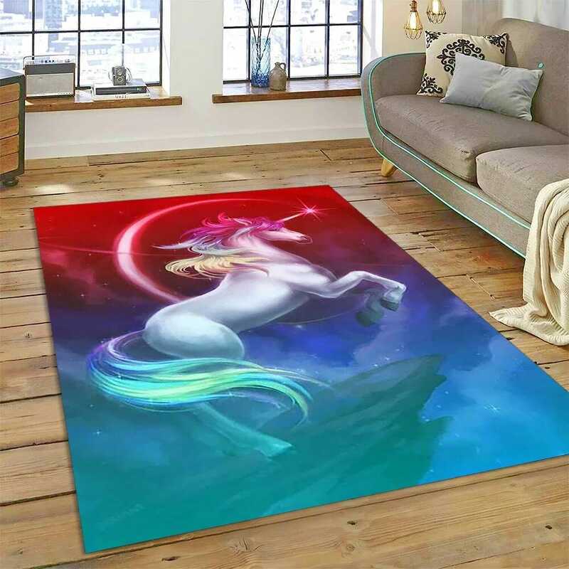 C C 3D Cute Unicorn Cartoon Animal Carpet Rug For Home Living Room Bedroom Sofa Doormat Decor,Child