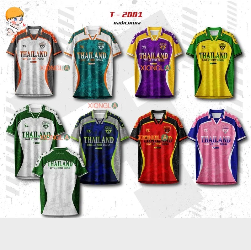 เสื้อกีฬา T2001 คอปก พิมพ์ลายฟุตบอล