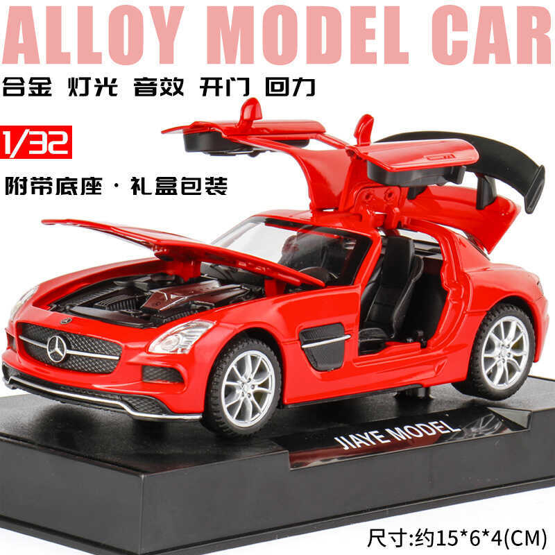 Jiaye 1: 32 Benchi SLS AMG Ouyimen รถจําลองรุ่นรถโลหะผสมเสียงแสงดึงกลับของเล่นเด็ก