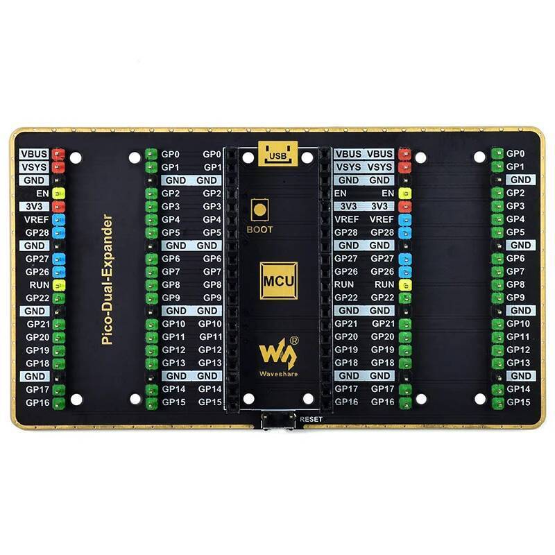 Raspberry Pi Pico Dual GPIO Expander Four ชุดชาย Headers USB Power Connector Expansion Board สําหรับ