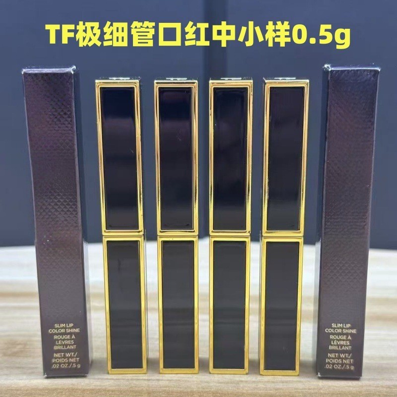 แฟชั่นแบรนด์ใหญ่ tf Black Gold Ultra-Thin Tube ลิปสติกขนาดกลางตัวอย่าง 0.5g คุณภาพสูง Influencer Liv