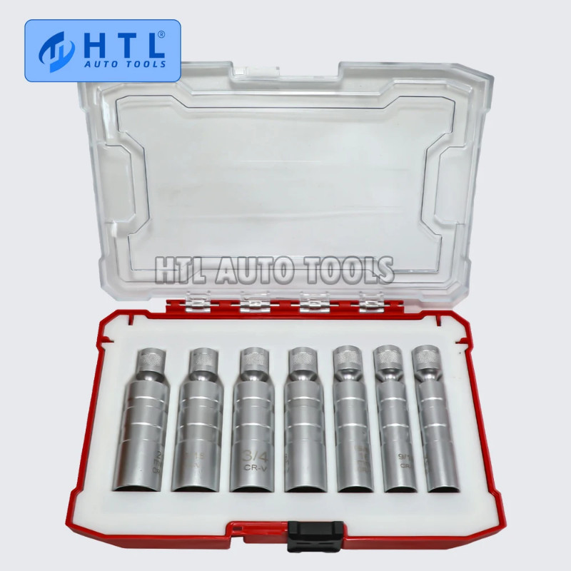 7 Pcs 12pt Magnetic Thin Wall Spark Plug Socket Universal Joint 3/8-Inch Drive Swivel Socket Remova