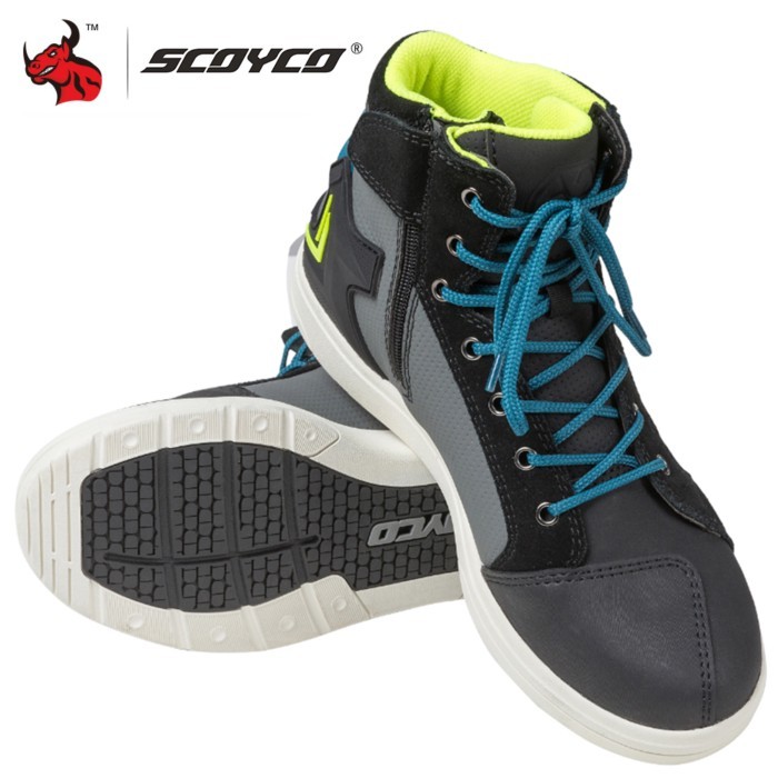 SCOYCO Motorcycle Boots Waterproof Moto Motocross Boots Men Microfiber Leather Casual Shoes Breatha