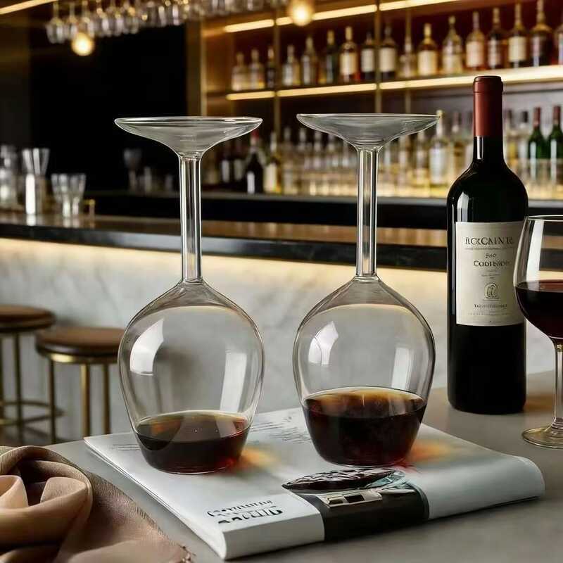 Design Inverted Goblet High Borosilicate Glass Face Value top Inverted Wine Glass Goblet ไวน์แดง