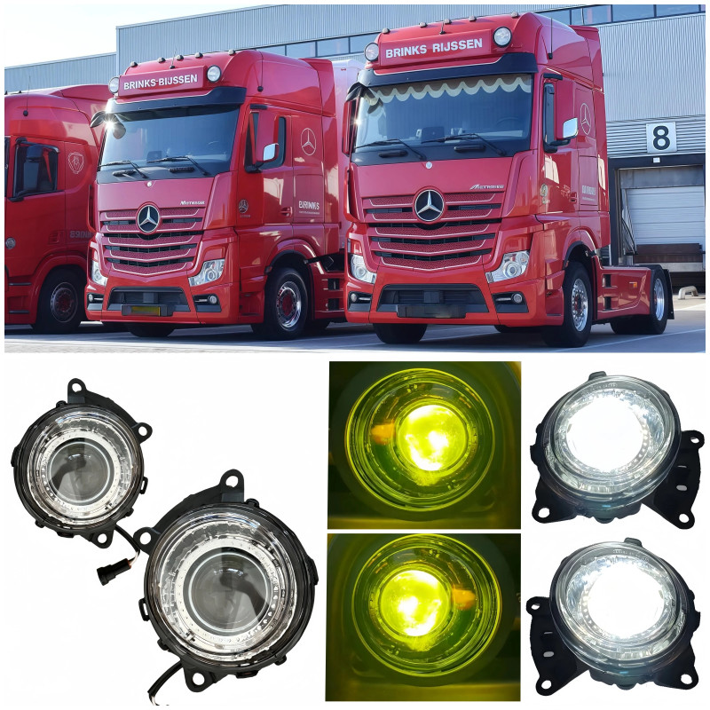 1 pair of Led Fog Lamps Assembly For Mercedes Benz Actros MP4 MP5 truck led lens fog lights RH & LH
