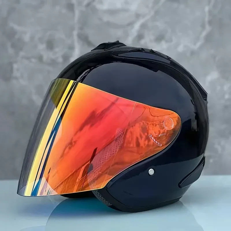 2024 New Motorcycle Half 3/4 Ram4 Bright Dark Blue Open Face Helmet Men Women Four Seasons Open Hel