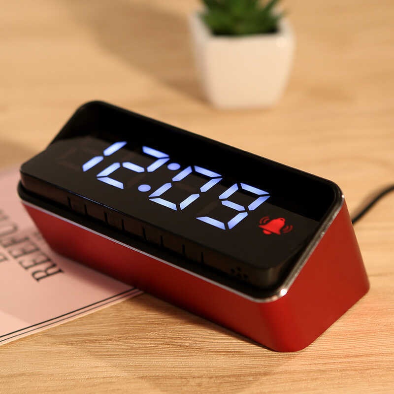 ใหม่ที่เรียบง่ายนาฬิกาอิเล็กทรอนิกส์นํานาฬิกาดิจิตอลสะดวกนาฬิกาปลุกประเภทการจัดเก็บนาฬิกากระจกเปลือก