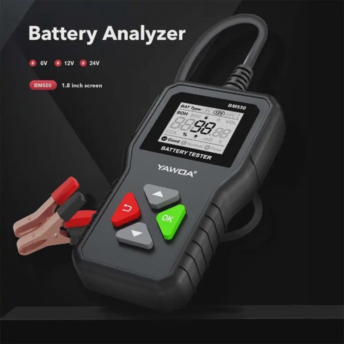 Car Battery Tester 100-2000 CCA 6V 12V 24V  Tester  Analyzer BM550 Battery Testing Tool