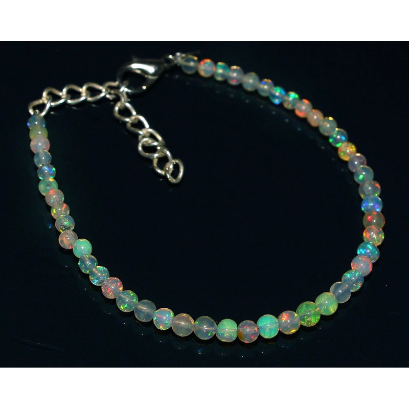 Ethiopian Opal3-5 mm  Beaded Dainty Bracelet|AAA Grade Opal Bracelet|Multi Color Fire Opal Bracelet