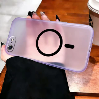 เหมาะสําหรับ iPhone 6 7 8 6s plus เคสโทรศัพท์ frosted สีโปร่งใสแผ่นดูดแม่เหล็กไร้สายชาร์จกันกระแทกปลอก MSTC01