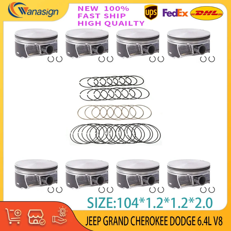 Engine Piston & Ring set Fit For JEEP GRAND CHEROKEE DODGE 6.4L CHRYSLER CHARGER CHALLENGER 6.4 T L