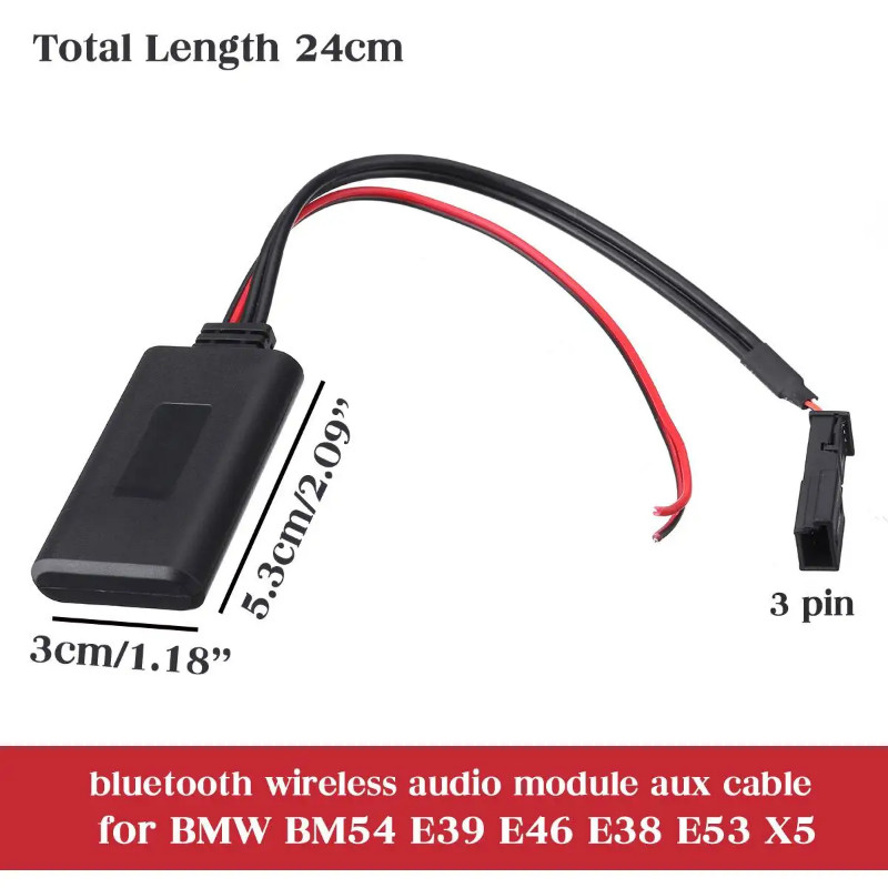 Car Bluetooth Module AUX IN Audio Radio Adapter 3-pin For BMW BM54 E39 E46 E38 E53 X5 Electronics A