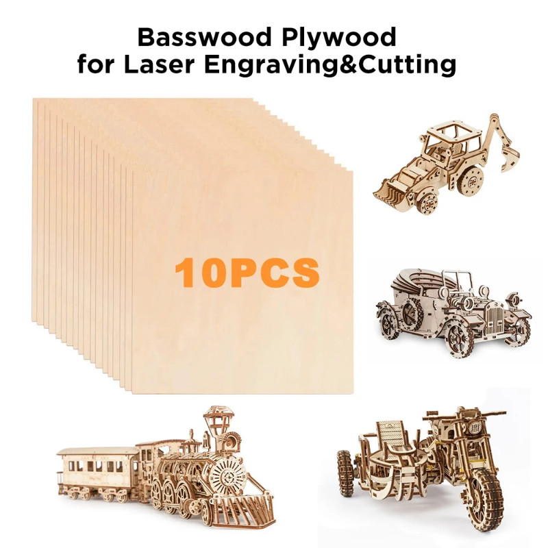 10PCS Basswood Plywood Unfinished Wood Slices 300x300mm Easy Cutting For Laser Engraving and Cuttin