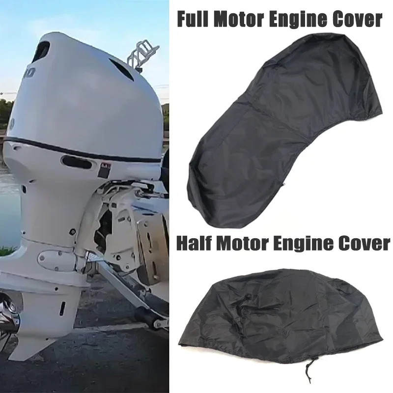 Half/Full 6-250HP Outboard Motor Engine Boat Cover Black Oxford Waterproof Anti-scratch Heavy Duty