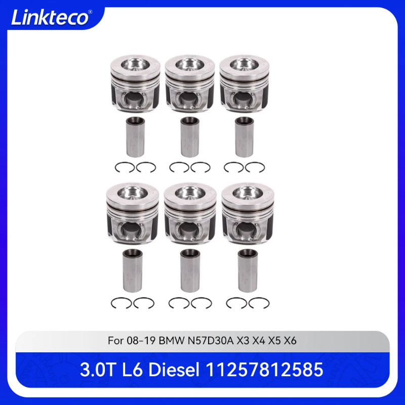 Engine part 6X piston & piston ring set Fit 3.0 T L L6 N57D30 N57 Diesel For 08-19 BMW X3 X4 X5 X6