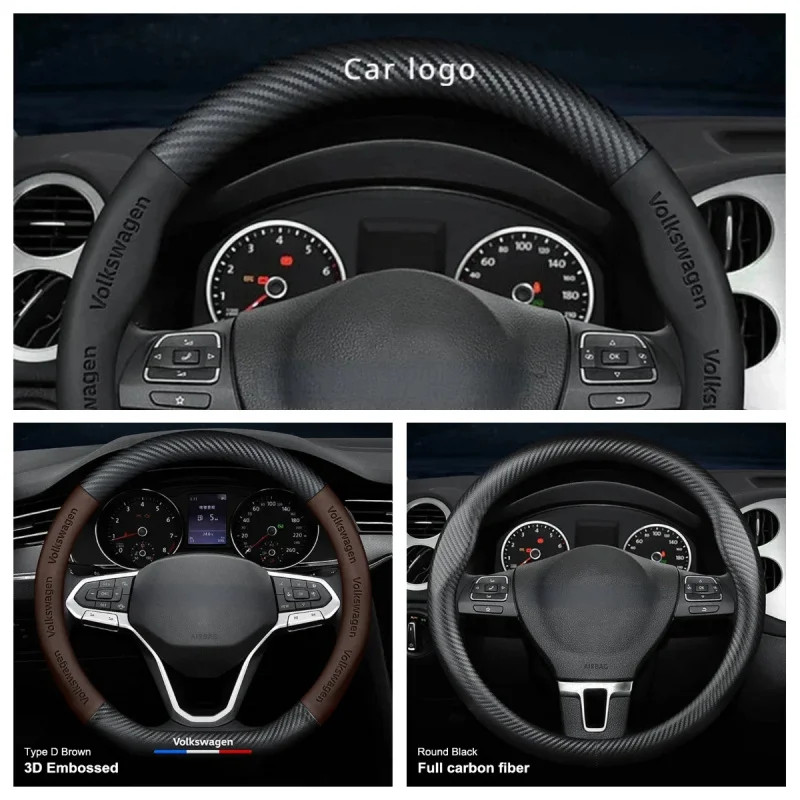 For Volkswagen Polo Tiguan Passat B5 B6 B7 Golf 4 5 6 MK6 Jetta 3D Embossed Carbon Fiber Leather St