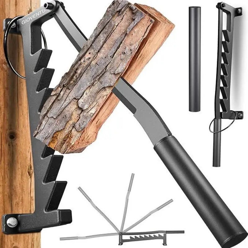 Wood Splitter Manual Heavy Duty Steel Wall Mounted Log With Dual Handles Version 2 0