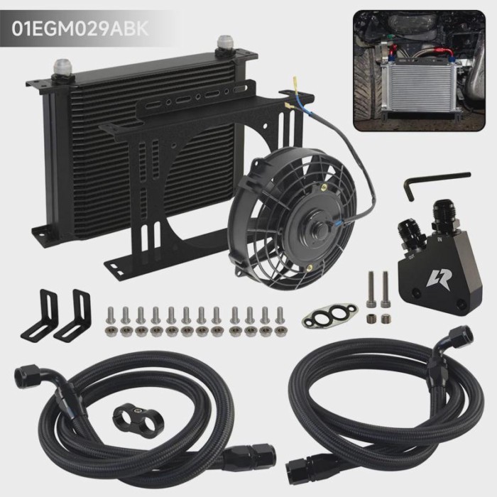28 Row Oil Cooler New w/ Bracket 7" Electric Fan Kit 10AN Fits for GM Chevy V8 Engine LSX LS1 LS2 A