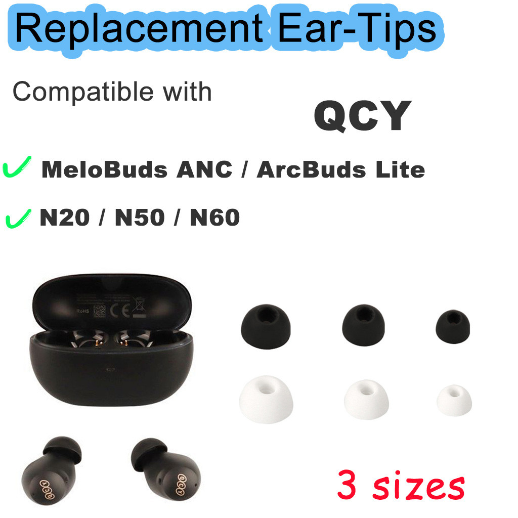 สําหรับ QCY MeloBuds ANC N20 N50 N60 ArcBuds Lite จุกหูฟังซิลิโคนอ่อนนุ่ม S/M/L