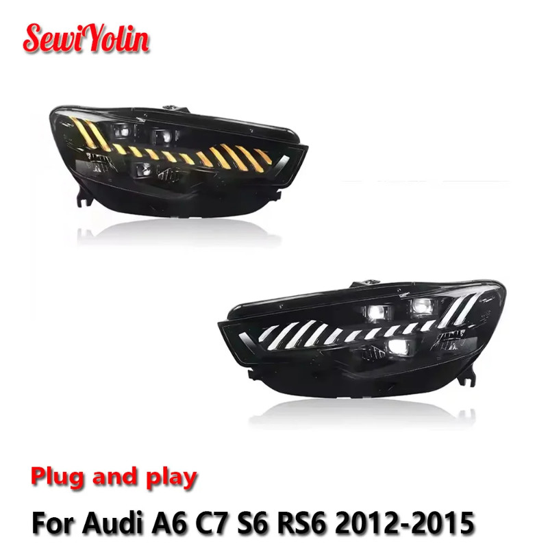 Car LED Headlight Light Assemblies For Audi A6 C7 S6 RS6 2012-2015 Auto Fog DRL Brake Turn Signal L
