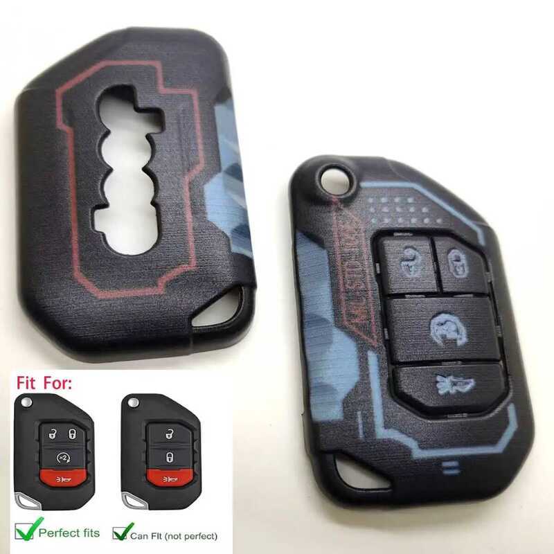 C Key Case Cover For Jeep Wrangler JL JLU Gladiator 4Xe 2018-2021 Accessories With Foldin 3 /4Butto