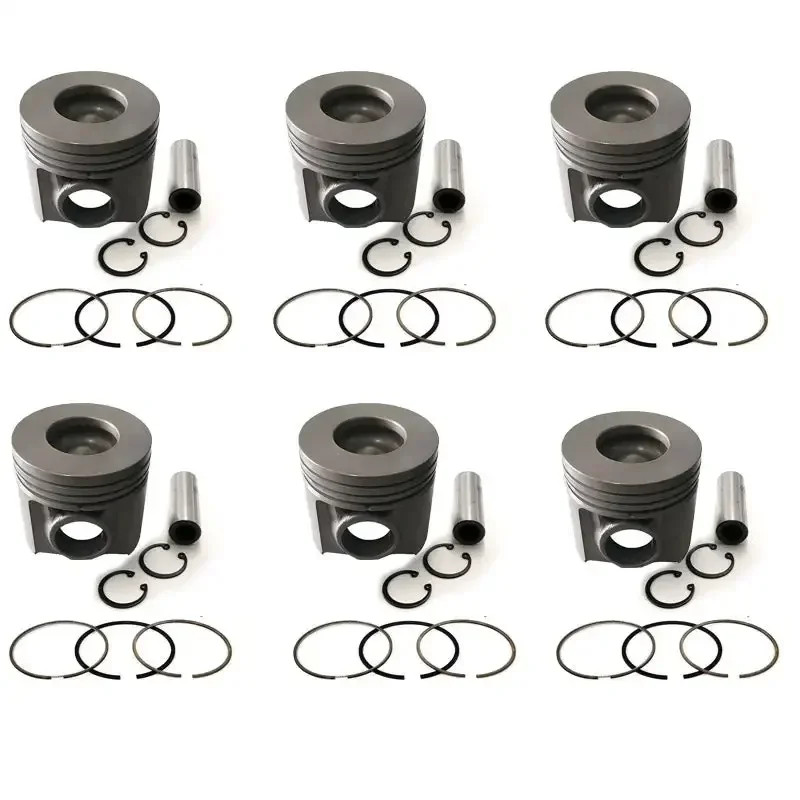 New 6 Sets STD Piston Kit With Ring 6152-32-2510 Fit For Komatsu 6D125 Engine 125MM