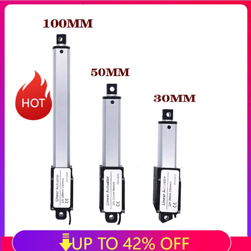 30mm/50mm/100mm DC 12V Mirco Electric Linear Actuator 30N/60N/90N/150N Motor Controller Mini Eectri