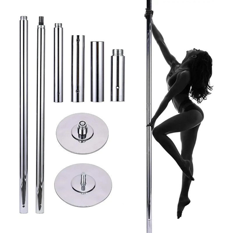 45mm Stripper Pole Dance Pole Lower Base Height Adjustable Spinning Dancing Bar