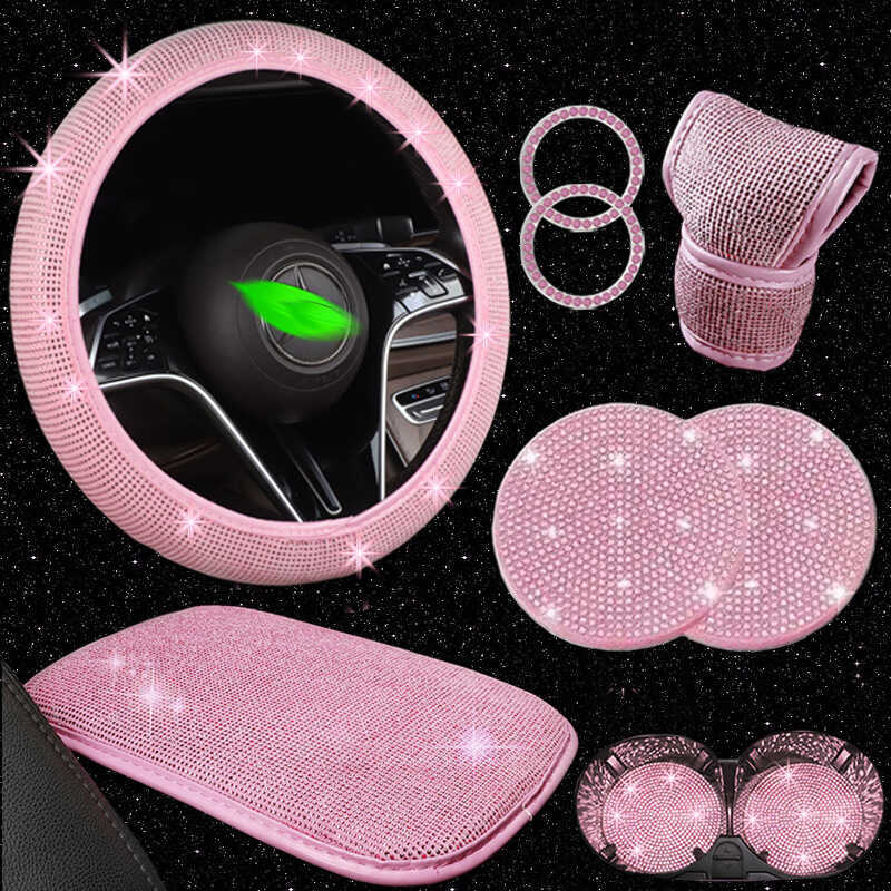 ที่หุ้มพวงมาลัย Hot-Diamond Diamond-Studded Gear Cover Full Diamond Coaster Armrest Box Cushion 7 ชิ