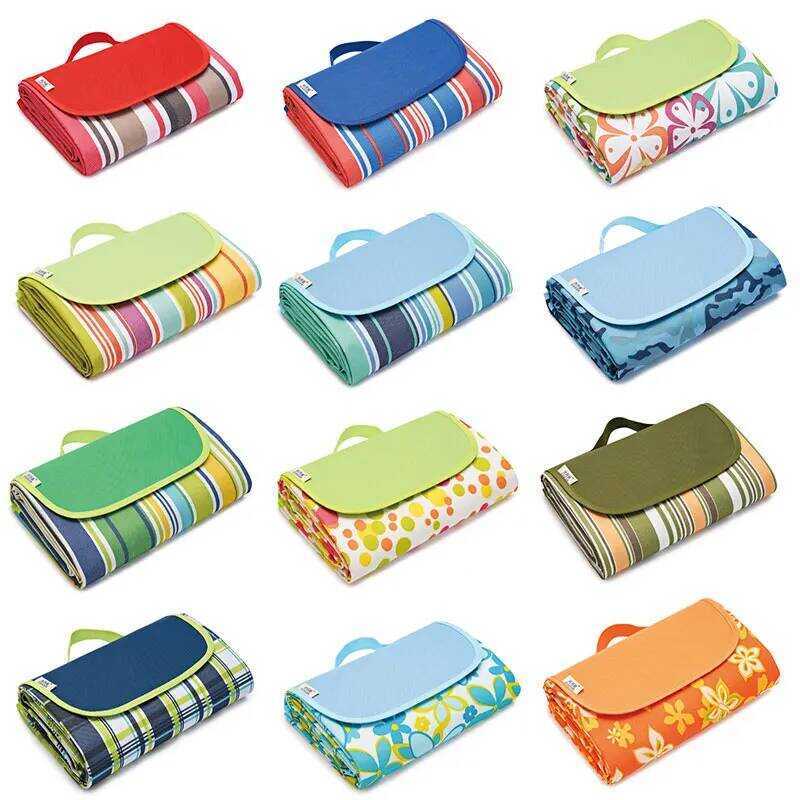C Oxford Cloth Outdoor Picnic Mat Foldable Backpack Design -Proof Garden Lawn Mat Beach Mat Tent Ma