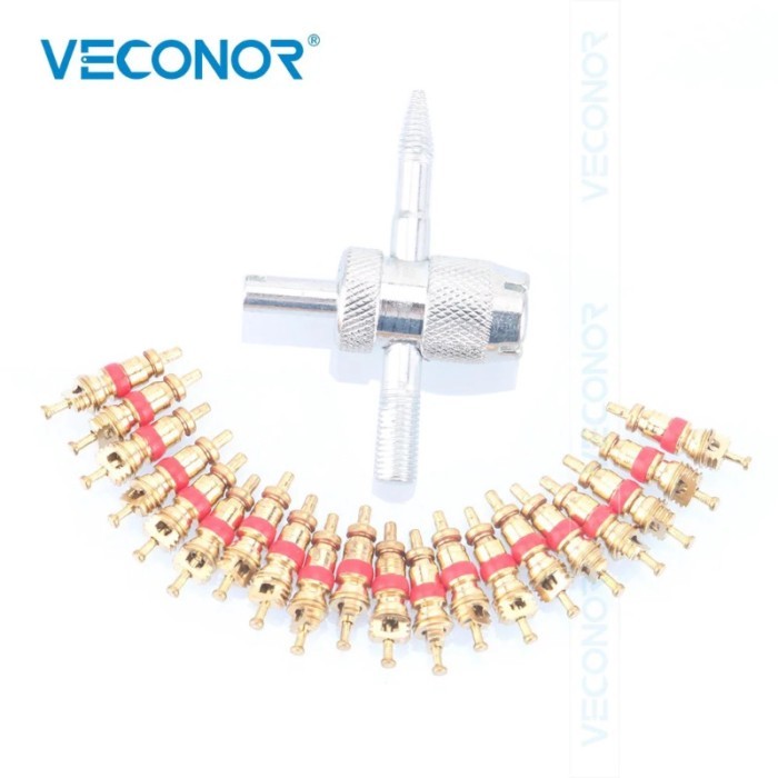 20Pcs Copper Valve Core With 4-in-1 Tire Valve Stem Removal Tool Valve Core Removal Tool Tire Clean