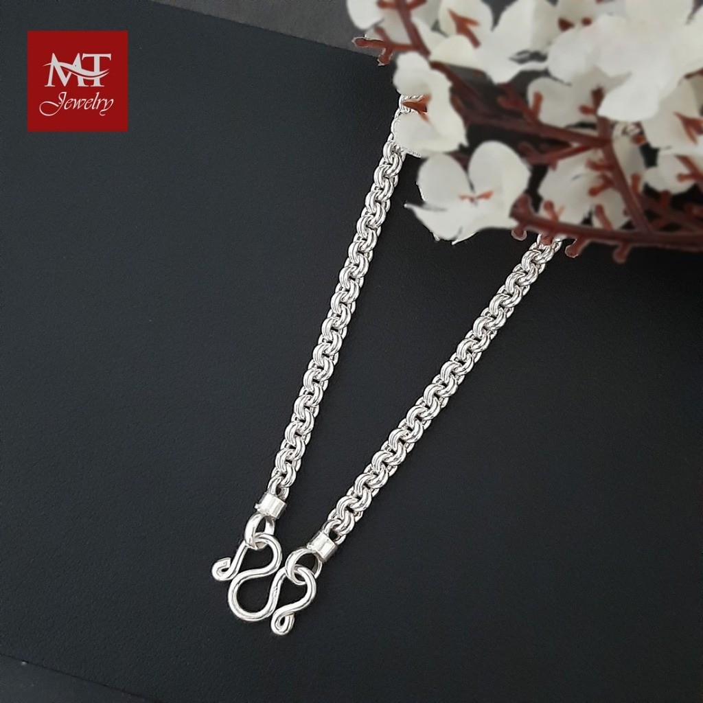 MT สร้อยคอเงินแท้ ห่วงคู่ กว้าง 3.8 -4 มม ยาว 24 26 นิ้ว ห้อยพระ 3 5 องค์ (sc417) MT Jewelry มณีธาร