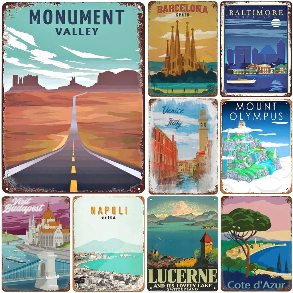 Monument Valley โลหะป้ายดีบุกผนังตกแต่ง Plaque Vintage Art โปสเตอร์ภาพวาดเหล็กสําหรับ Man Cave Home Cafe Garden Club Bar