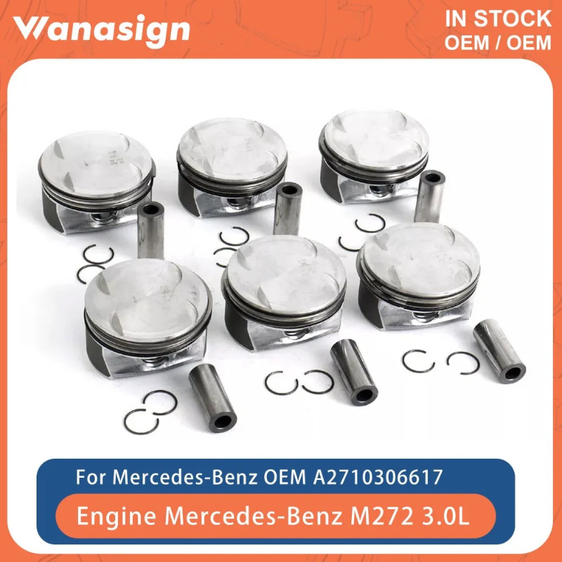 Engine Piston With Ring Set STD Fit 2.5 3.0 3.5L For Mercedes-Benz CLK350 CLS350 C350 E350 272 M272