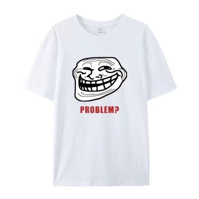 เสื้อยืดแขนสั้นดีไซน์การ์ตูนตลกและใบหน้ายิ้มแบบ Troll Face สไตล์ Rampage